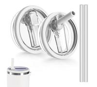 zoerbufan 2 Pack Leakproof Lids for Stanley Cup, 40 oz Tumbler Flip Straw Lid Replacement Fit, Tumbler Detachable Flip Straw Lid with 2 Straws (White)