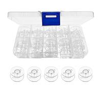 zoerbufan 20 Pcs Sewing Machine Bobbins, Plastic Bobbins for Sewing Machine Universal with Storage Case Box Accessories for Most Brother, Singer, Janome Household Sewing Machines(Transparent)
