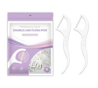 zoerbufan Dental Floss Toothpick, Floss Sticks Dental, Portable Teeth Stick, Double Tooth Picks, Floss Picks, Keeps Your Mouth Fresh and Clean for Travel Home Office Restaurant (50 Pcs)