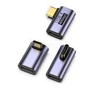 zoerbufan USB C 90 Degree Adapter, 2 Styles USB Type C Male to Female Adapter, Right Angle Extender Connector for Steam Deck, Meta Quest, MacBok, Smart Tablet & Phone and More(L+F+T)