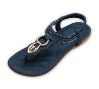 Zoerea Women's Sandals Summer Comfortable Flat Bohemia Flip Flops Beach Summer Open Toe Women Fashion Casual Shoes 36-44 EU 36-44, Style A Dark Blue, 8 UK