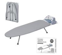 ZOES HOMEWARE Ironing Board, Small Iron Board with Iron Rest, Mini Tabletop Ironing Board with Heat-Reflective Cover and 100% Cotton 8mm Thicken Pad, 31.5"x11.8"x6.2", Silver