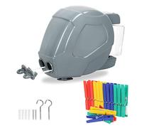 ZOES HOMEWARE Retractable Clothesline Heavy Duty Retracting Clothes Line Outdoor and Indoor with Durable ABS Shell and 2x49 Feet Extruded PVC Line,with Lock to Prevent Sagging Gray