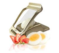 Zoe's Kitchen Good Grip Egg Slicer for Hard Boiled Eggs Heavy Duty Professional Large Aluminum Egg Slicer with Stainless Steel Wires Kitchen Aid Egg, Strawberry Slicer Hard Boiled Egg Cutter (Golden)