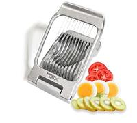 Zoe's Kitchen Good Grip Egg Slicer for Hard Boiled Eggs Heavy Duty Professional Large Aluminum Egg Slicer with Stainless Steel Wires Kitchen Aid Egg, Strawberry Slicer Hard Boiled Egg Cutter (Silver)