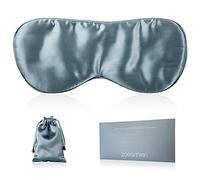 ZOESMIEN Sleep Mask 100% Mulberry Silk for Light Blocking, Eye Mask for Women Men Side Sleeper, Puffiness Dry Eyes Headache, Adjustable Strap, Christmas Gift Package, Misty Blue