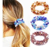 Zoestar Beaded Hair Ties Sparkly Rhinestone Hair Scrunchies Crystal Ponytail Holder Accessories for Women and Girls (Pack of 3)