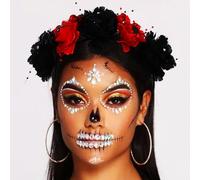 Zoestar Flower Halloween Headband Spider Crown Hair Bands Rose Floral Hair Hoop Mexican Day of The Dead Party Costume Headpiece for Women and Girls