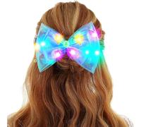 Zoestar Light Up Hair Bow Clips Pearl Bow Barrette LED Bowknot Hair Accessories for Women and Girls (Nude Purple)