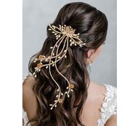 Zoestar Rhinestone Bridal Wedding Hair Comb Gold Flowers Headpiece Bridal Crystal Leaf Hair Accessories for Women and Girls