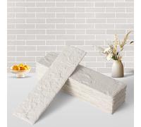 Zoeteoz 100 Pcs Faux Thin Brick 3D Wall Tiles Veneers, 14 Sq.ft, Realistic Brick Texture and Lightweight, Suitable for Various Indoor and Outdoor Scenes (Eco-Friendly White)