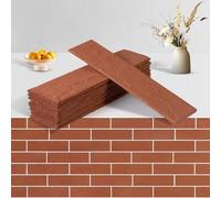 Zoeteoz 17 Pcs Faux Thin Brick Tiles Veneers, 2.38 Sq.ft, Realistic Brick Texture and Lightweight, Indoor Outdoor Decorative, Brick Veneer for Interior Walls, Facade, Garage, Chimney (Orange Red)