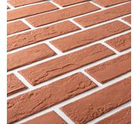 Zoeteoz 17 Pcs Faux Thin Brick Tiles Veneers, 2.38 Sq.ft, Realistic Brick Texture and Lightweight, Indoor Outdoor Decorative, Brick Veneer for Interior Walls, Facade, Garage, Chimney (Orange Red)