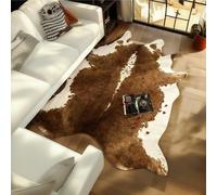 ZOETOOL Premium Faux Cowhide Rug, 6.3x7.1ft Cow Print Area Carpet, Soft Fluffy Faux Fur, Washable, Large Western Home Decor for Living Room, Bedroom, Rustic Cow Print Rugs