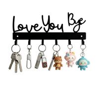 ZoeWei Key Holder for Wall - Love You Bye Key Hooks Wall Mounted Metal Key Rack Key Hanger with 6 Hooks for Front Door, Hallway & Home Organization
