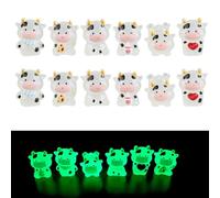 ZoeWei Mini Cow Figurines, 12pcs Tiny Resin Luminous Animals, Little Miniature Figures Animal for Fairy Garden Landscape Home Dollhouse Decor Party Cake Headbands DIY