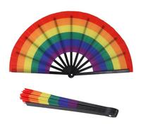 ZoeWei Rainbow Folding Rave Fans Gay Pride LGBT Pride, 2 PCS Cooling Colorful Hand Clacking Large Fans Party Decoration Easy Open Portable for Women Men Halloween Parade Music Festival Dance Supplies