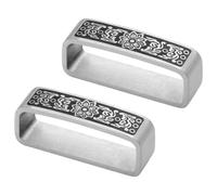 ZoeWei Stainless Steel Belt Loop Keeper, Pack of 2, Silver, Vintage Style, 38-40 mm Wide, Men's Belt Buckle Accessories