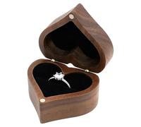 ZoeWei Wooden Ring Box, Solid Walnut, Handmade Ring Box with Single Slot Heart, Engagement Ring Box for Marriage Proposal, Engagement, Wedding and Daily Storage