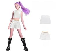 Zoey Mira Rumi K-pop Demon Hunters Costume, Halloween Role-Play Clothing Children's Birthday Stage Costumes (Platinum E (2 pcs), Suitable for height 150cm)