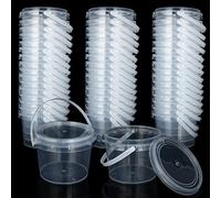 ZOEYES 50 PCS 10 oz Slime Containers with Lids and Handles, Plastic 300ml Storage Bucket Containers, Clear Slime Storage Case for Slime DIY Art Craft, Mini Toy, Pigment, Small Tools, Part Material