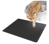 Zoeyilan Cat Litter Mats, Cat Litter Box Mat, Silicone Kitty Litter Trapping Mat, Non Slip Easy Clean Kitty Litter Mats for Prevent Food and Water Overflow (Black)