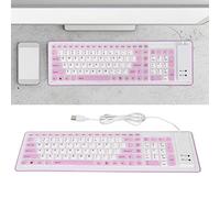 Zoeyilan Foldable Silicone Keyboard, Roll Up Keyboard 103 Keys USB Watertight Mute Keyboard, Silicone Folding Portable Keyboard for Pc Laptop Travel Tablet Smartphone (Purple)