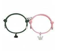 ZoeyShine Adjustable Friendship Bracelet Set with Crown, Hat & Heart Charms, Matching Sliding Knot Cord or Beaded Bracelets, Green Pink Black Jewellery Gift for Women Men Girls Boys, Everyday Wear
