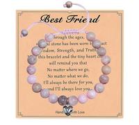 ZoeyShine Best Friend Bracelet for Women & Teen Girls - Adjustable Pink Beaded Jewellery with Heart Charm and Message Card, Handmade Gift for Birthday, Christmas, Sister or Daughter