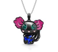 ZoeyShine Cute Axolotl Heart Crystal Necklace for Kids - Adorable Black & Pink Axolotl Pendant with Blue Gem Heart - Rust-Resistant Jewellery Gift for Girls, Boys & ’s Everyday Wear