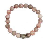 ZoeyShine Handmade Beaded Stretch Bracelet with Natural Pink Zebra Jasper & Moonstone Gemstones - Thoughtful Adjustable Jewellery Gift for Women, Mothers, Daughters and Friends, Elegant Everyday Wear