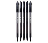 ZOFAX 5P-ScholarStyle Ballpoint Pens, BLACK, 1.0mm Medium Point, Pack of 5, Stick Biros Ball Pens, Soft Grip, Note-taking Journaling Writing, Perfect for School Office Home Business Use