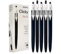ZOFAX Clicky 40 x 0.7mm BLACK Retractable Fine Ballpoint Pens Comfort Grip Smooth Writing - Business Hospital School Office Business Ideal