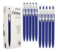 ZOFAX iClicky 10 x 0.7mm BLUE Retractable Fine Ballpoint Pens Comfort Grip Smooth Writing - Business Hospital School Office Business Ideal