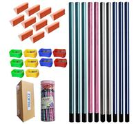 ZOFAX Kittoo Pencils with Eraser Tipped, 100 Wooden Lead Pencils + 10 Sharpeners + 10 Erasers, Write Draw Sketch Pencil, Home School Office Everyday Use