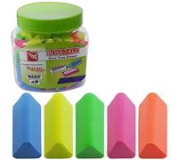 ZOFAX Rosswell Novelty Coloured Pencil Mini Erasers, Pack of 100, Multi Pack, Triangular Rubber Erasers, School Home Office Classroom Teacher Supplies