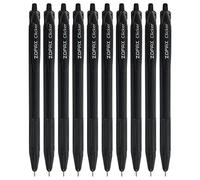 ZOFAX TriGlide Retractable Ballpoint Pens, BLACK, Fine Point (0.7mm), Pack of 10, Smooth Ball Pens, Trio Grip, Perfect for School Office Home Business Use
