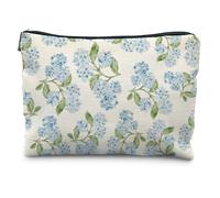 ZOFGUO Makeup Bag for Women, Faith Based Gifts for Women, Religious Scripture Zipper Makeup Pouch for Purse, Blue Hydrangea Flower Makeup Bag
