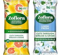 Zoflora Antibacterial Cleaning Wipes Bundle - Lemon Zing 96 wipes & Linen Fresh 96 Wipes