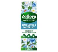 Zoflora Blue Lotus All Purpose Concentrated Disinfectant Liquid, Antibacterial and Multi-Surface, Pet Safe Disinfectant, Kills 99.9 Percent Of Bacteria and Viruses, 1 X 250 ml