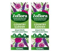 Zoflora Concentrated Disinfectant Liquid Antibacterial Multi-Surface Household Cleaner Eliminates 99% of Germs & Odours Assorted Fragrances and Sizes (120ml Pack of 2, Country Garden)