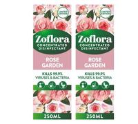 Zoflora Concentrated Disinfectant Liquid Antibacterial Multi-Surface Household Cleaner Eliminates 99% of Germs & Odours Assorted Fragrances and Sizes (250ml Pack of 2, Rose Garden)