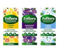 Zoflora Concentrated Multipurpose Disinfectant Bundle - Lemon Zing, Midnight Blooms & Linen Fresh - one of each