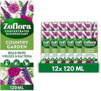 Zoflora Country Garden Concentrated Disinfectant Liquid,Pack of 12 x 120ml, Antibacterial & Multi-Surface Cleaner, Eliminates 99.9% of Germs & Odors