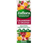 Zoflora Cranberry & Orange Concentrated Disinfectant Liquid,1 x 250ml, Antibacterial & Multi-Surface Cleaner, Eliminates 99.9% of Bacteria & Viruses
