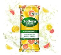 Zoflora Lemon Zing Antibacterial Biodegradable Wipes, 1 x 96 Wipes, Multi-Surface Cleaning Wipes, Kills 99.9% of Bacteria & Viruses, Citrus Fresh Scent