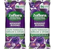 Zoflora Midnight Blooms Antibacterial Biodegradable Wipes, 192 Wipes, Multi-Surface Disinfectant Wipes, Kills 99.9% of Bacteria & Viruses, Long-Lasting Floral Scent (Pack of 2)