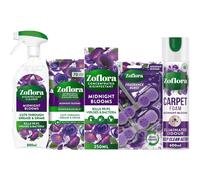 Zoflora Midnight Blooms Bundle - Concentrated Disinfectant Liquid, Biodegradable Wipes, Carpet Fresh & Care Foam and Toilet Rim Blocks