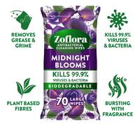 Zoflora Midnight Blooms Large Biodegradeable Wipes Antibacterial Clean