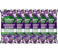 Zoflora Midnight Blooms Large Biodegradeable Wipes, Antibacterial Cleaning, 6 x 70 Wipes Pack, Multi-Surface Disinfectant, Removes Odours & Kills 99.9% of Bacteria & Viruses